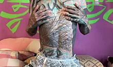 tattooed german girl masturbates solo dirty talk dildo