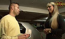 Valet stuffs huge cock in blonde's ass outdoors cuck watches 😈💦