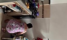 Spying On Horny Stepmom In Pijama Leads To Kitchen Fuck With Naked Latina Milf