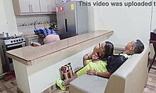 horny milf stepmom rips clothes and deepthroats stepson's huge cock while hubby's cooking in kitchen