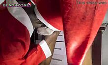 Father Christmas Rips Clothes Delivers Backshots To Dripping Ebony Pussy Creampie Finish