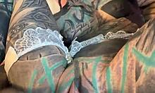 tattooed german girl masturbates solo dirty talk dildo
