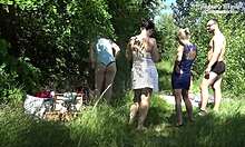 Real amateur couple films wild foursome action from behind the scenes voyeur style