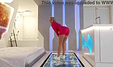 he shoves it deep in her tight blonde asshole until gaping wide