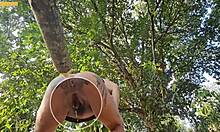 i saw girl piss in woods then shove wood up ass 😱🌳
