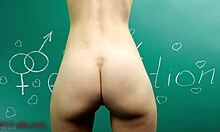 Skinny schoolgirl with braces shakes big pussy lips and fat ass bent over wildly