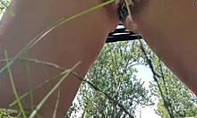 Blonde Teen Opens Extreme Wet Pussy Wide Outdoors So Horny!