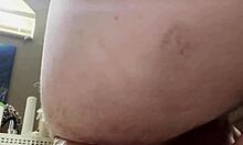 She stretches her hungry ass with double dildo