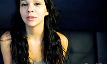 petite brunette coed sabrina moans as her wet pussy takes pounding and jizz