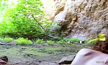 Tall redhead Sabrina risks it all in outdoor beach pickup for deep casting session