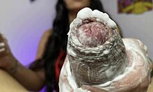 stepmom shaves her pussy then massages hard cock roleplay