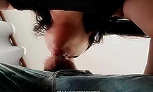 Damn this latina gives the best homemade deepthroat blowjob cum in mouth quickie ever