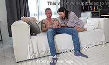 step sister stares shocked at my huge cock first time taboo