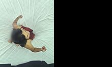 Ceiling Angle Captures Hot Latina Model's Sexy Lingerie Poses