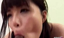 petite japanese teen ready for first mmf casting creampie cum mouth?