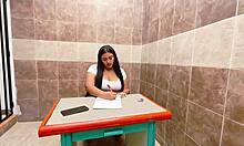 naughty big ass student gives professor classroom blowjob under desk