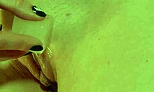 blonde melts ice on shaved wet pussy lips up close 🔥💦