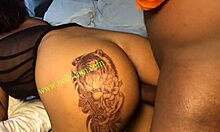 this ebony wife goes crazy fingering wet pussy over big cock handjob