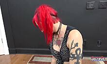 petite inked redhead gives sloppy rimjob then passionate ass licking