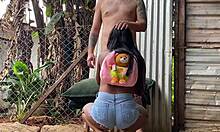 pretinha novinha sucks cock and gives tight ass outdoor without wife seeing