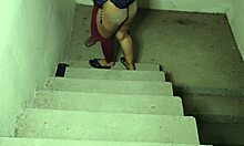 Stepbrother Pounds Big Stepsis Ass on Stairs with Rough Shaved Pussy Action