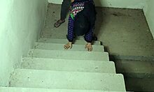 Stepbrother Pounds Big Stepsis Ass on Stairs with Rough Shaved Pussy Action