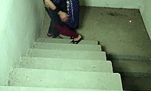 Stepbrother Pounds Big Stepsis Ass on Stairs with Rough Shaved Pussy Action