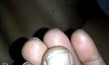 blindfolded whore gives horny black cock blowjob