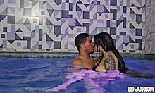 colombian antonella breaks for poolside bareback face fuck pounding
