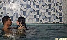 colombian antonella breaks for poolside bareback face fuck pounding