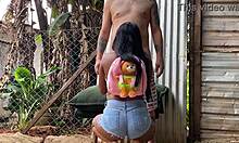 pretinha novinha sucks cock and gives tight ass outdoor without wife seeing