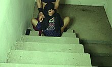 Stepbrother Pounds Big Stepsis Ass on Stairs with Rough Shaved Pussy Action