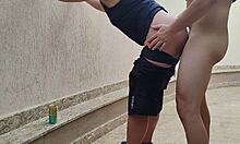 muscular guy in sneakers chokes on brazilian cock then gives unwilling pussy reluctantly