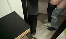 couple sneaks skinny brunette teen big natural tits spreading leggings party holiday small waist