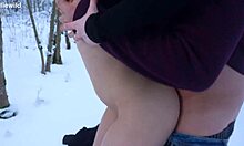 during a lovely walk in the winter forest my pussy gets filled to the limit 4k hd