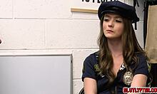 Mira Monroe Sucks Officer Rusty's Impressive Cock Then Steals in Cop Uniform