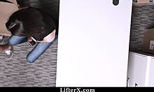 caught shoplifter stripped naked bent over fucked doggystyle and punished in garage