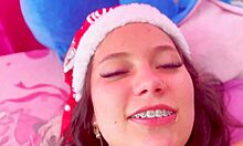 hot colombian kitty dj oils up and squirts hard in sexy lingerie for christmas