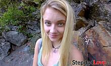 Blonde riley star drops for father-in-law's doggystyle pounding after outdoor bj