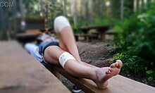 homemade outdoor legs tease into intense foot fetish jerkoff