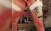 Redhead Cosplay Babe Sucks Dildo Before Sex Machine Pussy Pounding