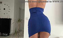 Hot Girl Teases Big Tits in Sexy Blue Dancing Dress