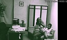 Hidden cam spies black couple's office meeting turning into hardcore fuck