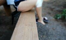 homemade outdoor legs tease into intense foot fetish jerkoff