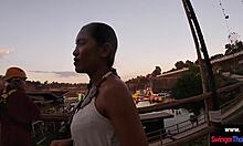 asian teen's waterpark play turns into horny boyfriend fuck session afterwards