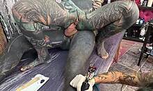 Tattooed pierced tits lead to wild anal cowgirl ride