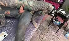 Tattooed pierced tits lead to wild anal cowgirl ride