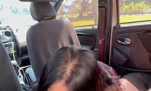 stranger crashes workout gives deepthroat blowjob in car then public anal creampie threesome