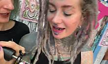 Tattooed pierced tits lead to wild anal cowgirl ride