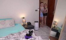 Mommy catches peeper and shows pussy fucking lesson